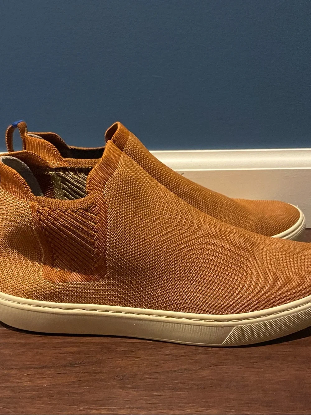Rothy’s The Chelsea Boot Men’s 8.5 Cognac Brown Knit Slip On Shoes Fall Style